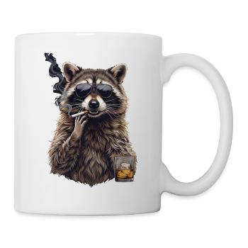 Whisky Cigare Raccoon - Mug blanc - blanc - Droite