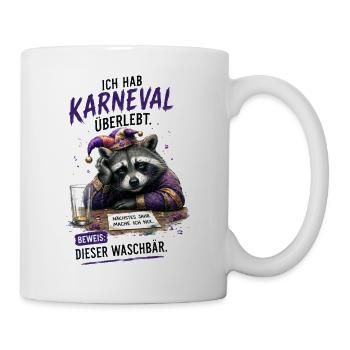 Karneval Waschbär Überlebt - Tasse - Weiß - Rechts