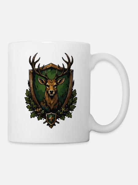 Hirsch Waldemblem - Tasse - Weiß
