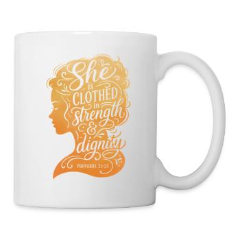 She is clothed in strength & dignity - Mug - white - Right