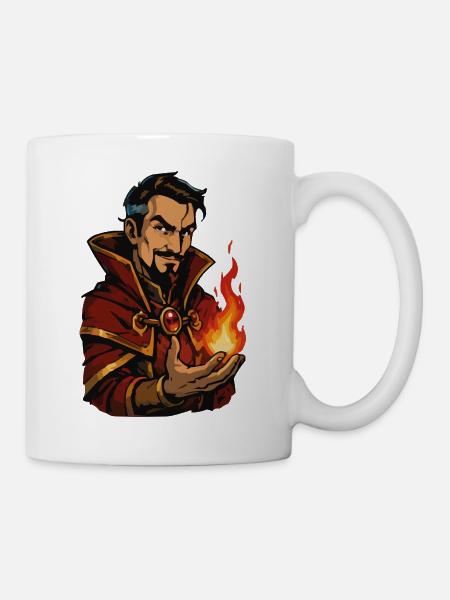 Flammender Magier - Tasse - Weiß