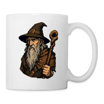 Alter Zauberer mit Stab - Tasse - Weiß - Rechts