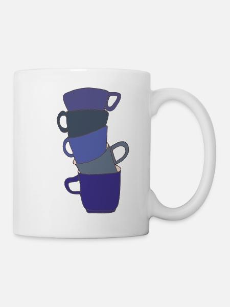 Gestapelte Indigo-Tassen - Tasse - Weiß