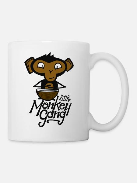 Petit Singe avec Bol - Mug blanc - blanc