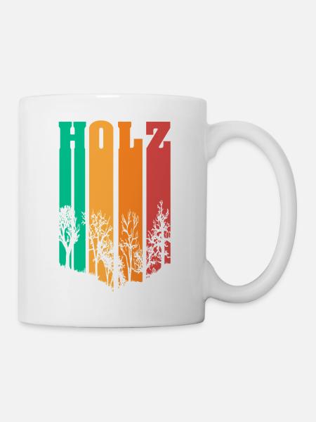 Holzwald Silhouette Farbverlauf - Tasse - Weiß