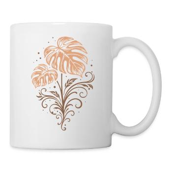 Monstera – Botanisches Boho Naturmotiv - Tasse - Weiß - Rechts