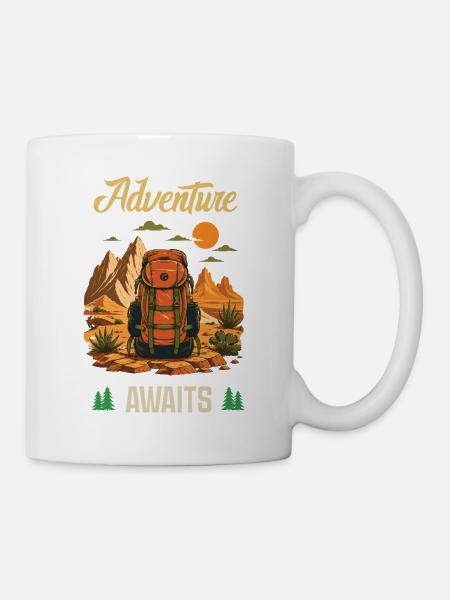 Wandern. Outdoor-Abenteuer warten - Tasse - Weiß