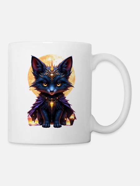 Blauer Mondwolf mit Juwelen - Tasse - Weiß