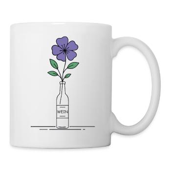 Blume lila in Weinflasche - Tasse - Weiß - Rechts