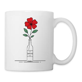 Blume rot in Weinflasche - Tasse - Weiß - Rechts