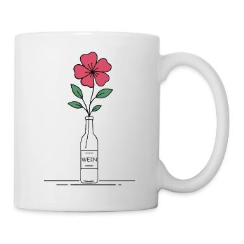 Blume rosa in Weinflasche - Tasse - Weiß - Rechts