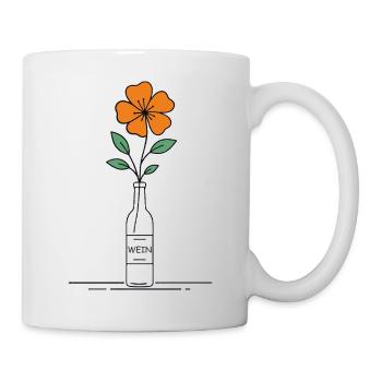 Blume orange in Weinflasche - Tasse - Weiß - Rechts