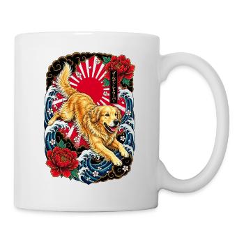 Golden Retriever im Japan Tattoo Stil - Tasse - Weiß - Rechts