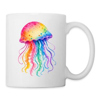 Colorful Jellyfish Watercolor Illustration - Mug - white - Right