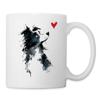 Cadeau de chien en forme d’aquarelle Border Collie - Mug blanc - blanc - Droite