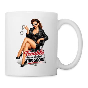 Pin-up Rockabella : Trouble n’a jamais eu l’air aussi beau - Mug blanc - blanc - Droite