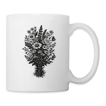 Botanique de linogravure vintage des fleurs sauvages - Mug blanc - blanc - Droite
