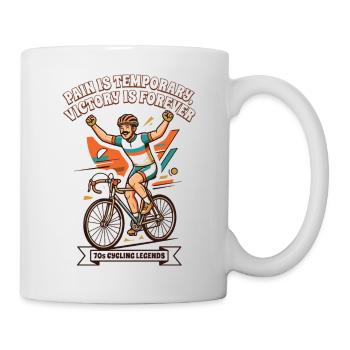 70s Vintage Cycling Poster Pain Is Temporary - Mug - white - Right