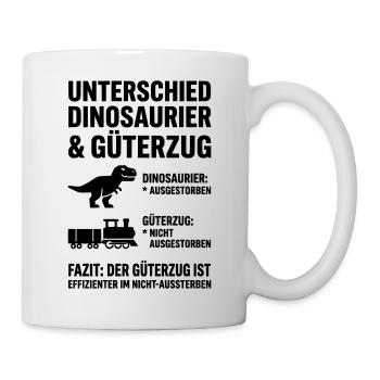 Unterschied Dinosaurier & Güterzug – Lustiges Meme - Tasse - Weiß - Rechts