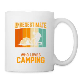 Never Underestimate an Old Man Who Camps - Tasse - Weiß - Rechts