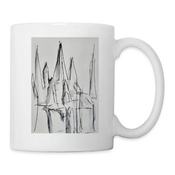 Schwarzweiß Stadt-Silhouette - Tasse - Weiß - Rechts