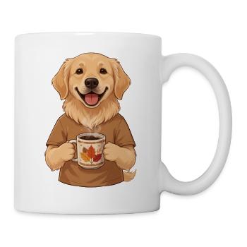 Golden Retriever Kaffee Herbst Hund Motiv - Tasse - Weiß - Rechts