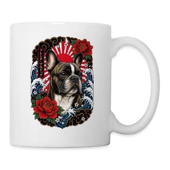 Französische Bulldogge im Japan Tattoo Stil - Tasse - Weiß - Rechts
