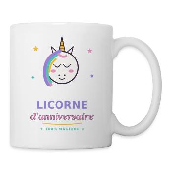 Licorne anniversaire magique - Mug blanc - blanc - Droite