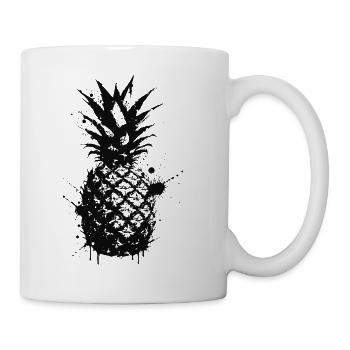 Schwarze Ananas Abstrakte Tinte - Tasse - Weiß - Rechts