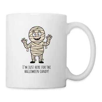 Hier für die Halloween-Süßigkeiten-Mumie – Lustiges Kind - Tasse - Weiß - Rechts