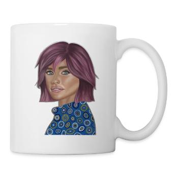 Pop Fashion Violett Porträt - Tasse - Weiß - Rechts