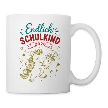 Endlich Schulkind 2026 Unicorn - Tasse - Weiß - Rechts