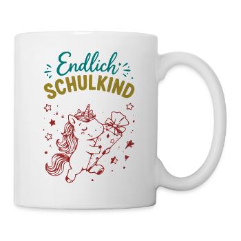 Endlich Schulkind Unicornenfreude - Tasse - Weiß - Rechts