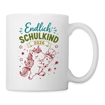 Endlich Schulkind 2026 Unicorn - Tasse - Weiß - Rechts