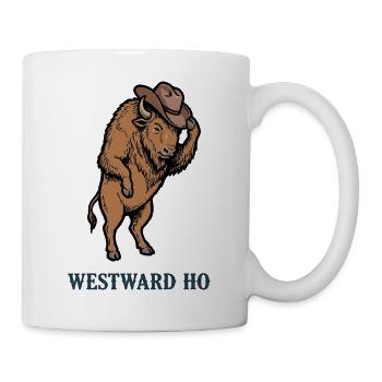 Westwärts gerichteter Bison mit Cowboyhut - Tasse - Weiß - Rechts