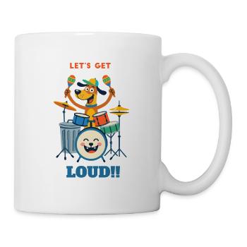 Drumming Dog auf der Bühne - Tasse - Weiß - Rechts