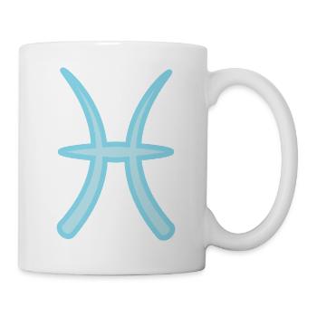 Fische-Tierkreiszeichen Pastellblau - Tasse - Weiß - Rechts