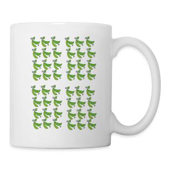 Grünes Erbsenschoten Muster - Tasse - Weiß - Rechts