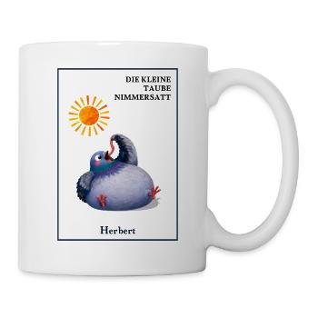 DIE KLEINE TAUBE NIMMERSATT - Herbert - mit Wurm - Tasse - Weiß - Rechts