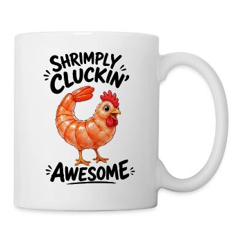 Motif drôle de dessin animé poule aux crevettes - Mug blanc - blanc - Droite