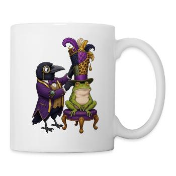 Rabe als Hutmacher mit Frosch im Zauberzylinder - Tasse - Weiß - Rechts