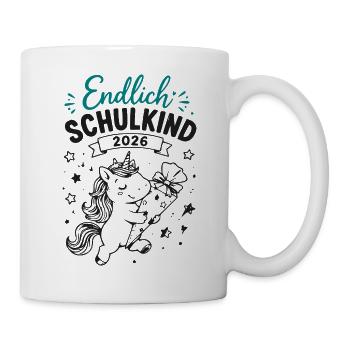 Endlich Schulkind 2026 Unicorn - Tasse - Weiß - Rechts