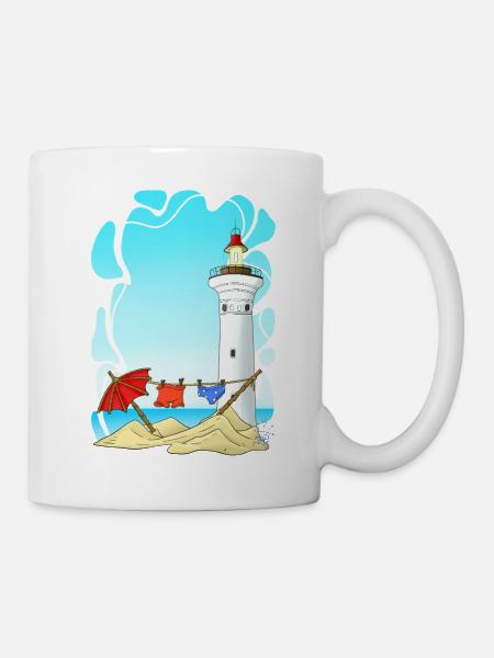 Leuchtturm am Sunny Beach - Tasse - Weiß
