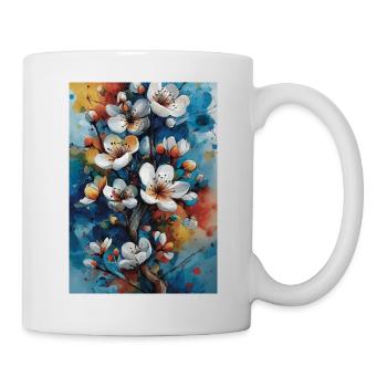 Helle Aquarellblüten - Tasse - Weiß - Rechts