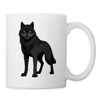 Schwarzer Wolf mit gelben Augen - Tasse - Weiß - Rechts