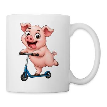 Pig Scooter Scooter Funny Farm Motif - Mug - white - Right