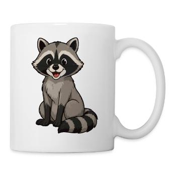 Cheerful raccoon cartoon motif - Mug - white - Right