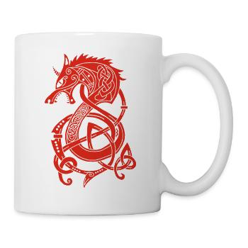 Viking Wolf Dragon (Red) - Mug - white - Right