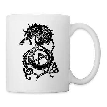 Viking Wolf Dragon (Black) - Mug - white - Right
