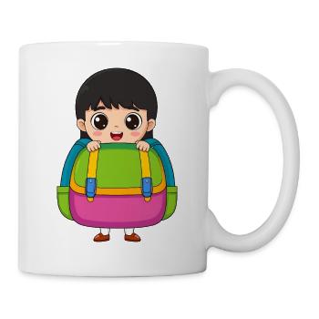 School enrollment girls with school bags – start of school - Mug - white - Right